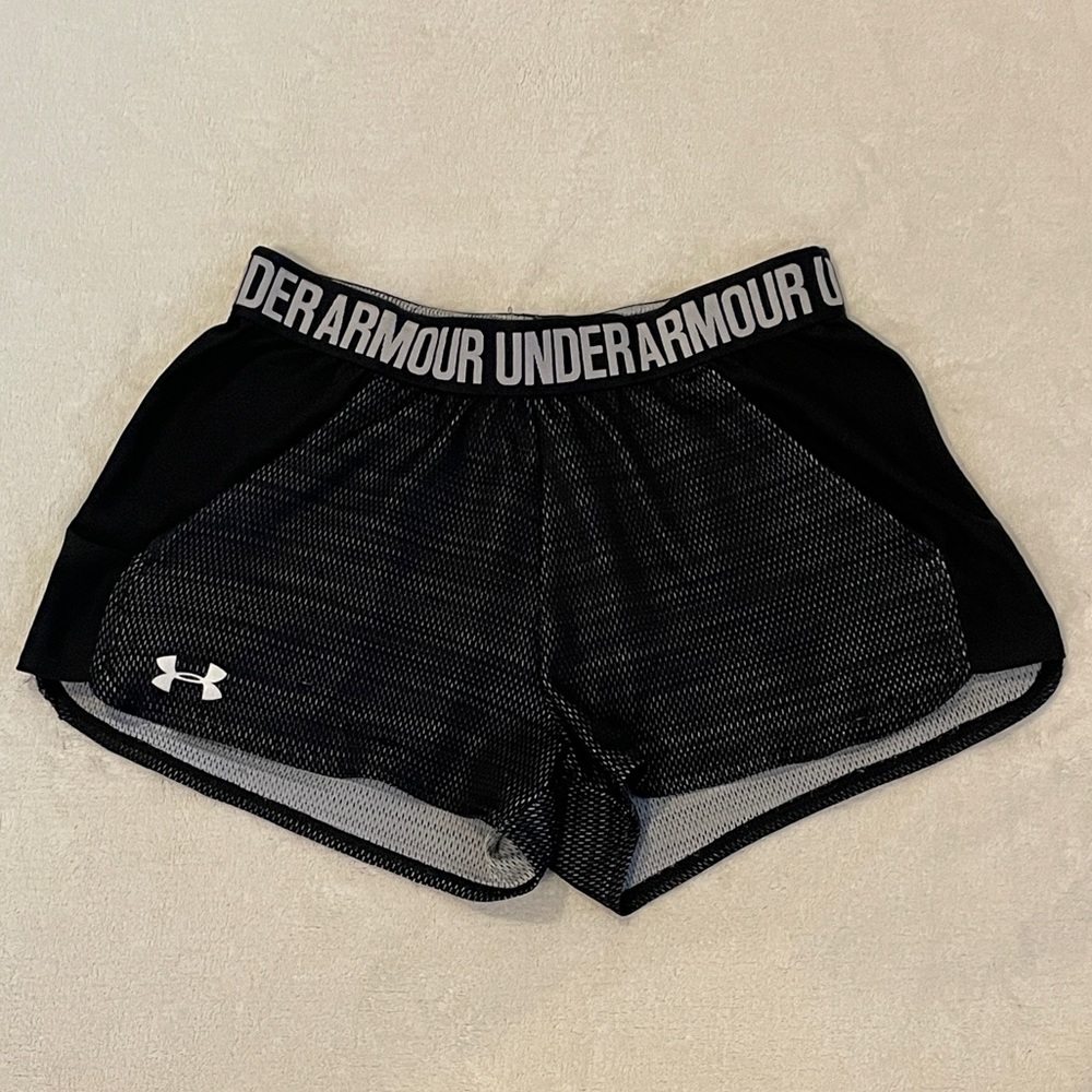 Black and White Mesh Under Armour Shorts